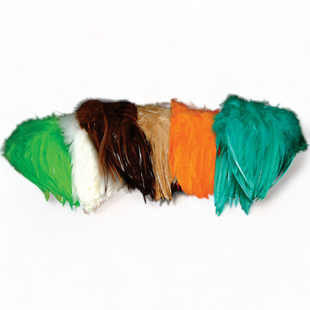 5-7" Dyed-Over-White Strung Saddle Hackle