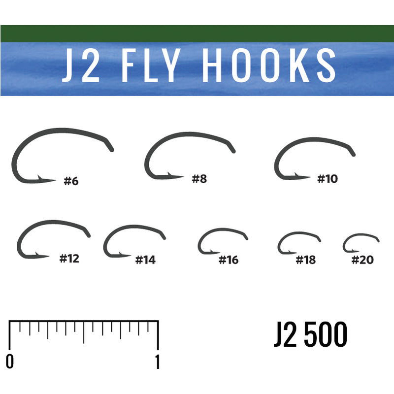 J2 500 Heavy Scud Hook – Curved Shank & 2X Heavy Wire 14 / 50