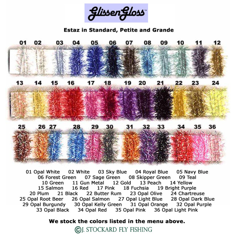 ESTAZ Fly Tying Material By Cascade Crest - Medium 15mm Chenille, Approx. 2.5 Yards, For Flies & Jigs