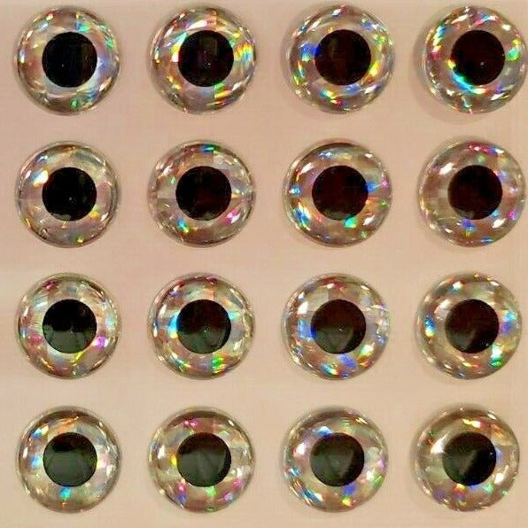 7mm 3D Silver (offset pupil with eyebrow) / Wholesale 600 Soft Molded 3D  Holographic Fish Eyes, Fly Tying, Jig, Lure Making